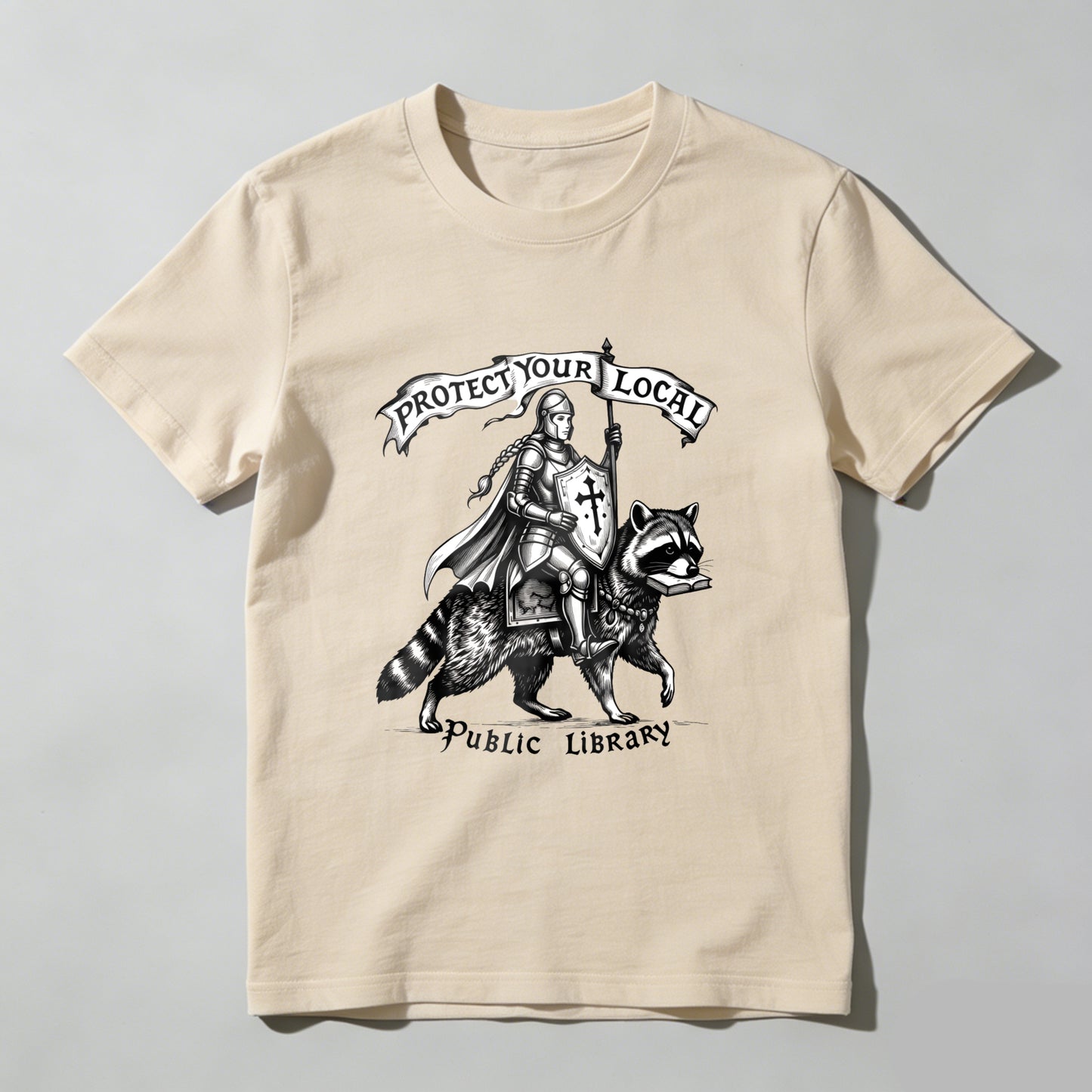 Wardrobecart Knight Riding Raccoon With Sword And Shield Unisex Classic T-shirt