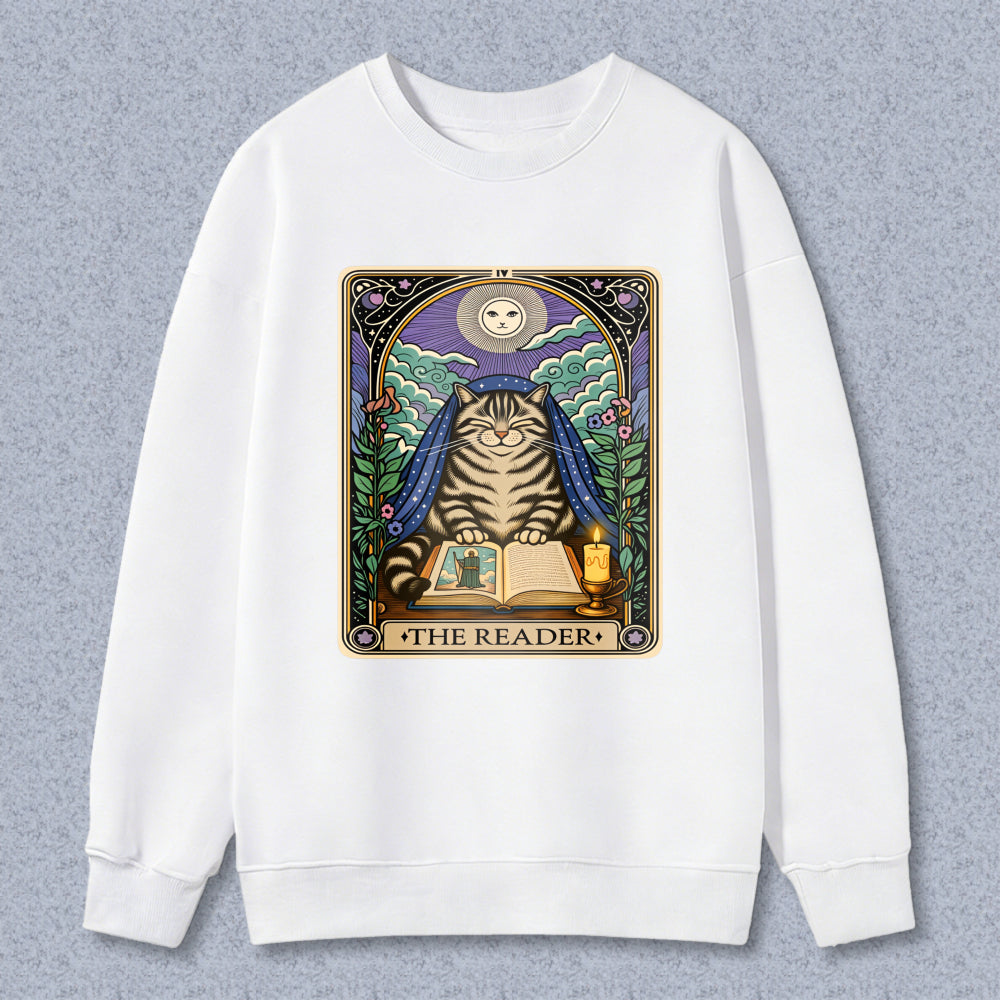 Wardrobecart Cat Reading Book Tarot Card Design The Reader Unisex Classic Sweatshirt