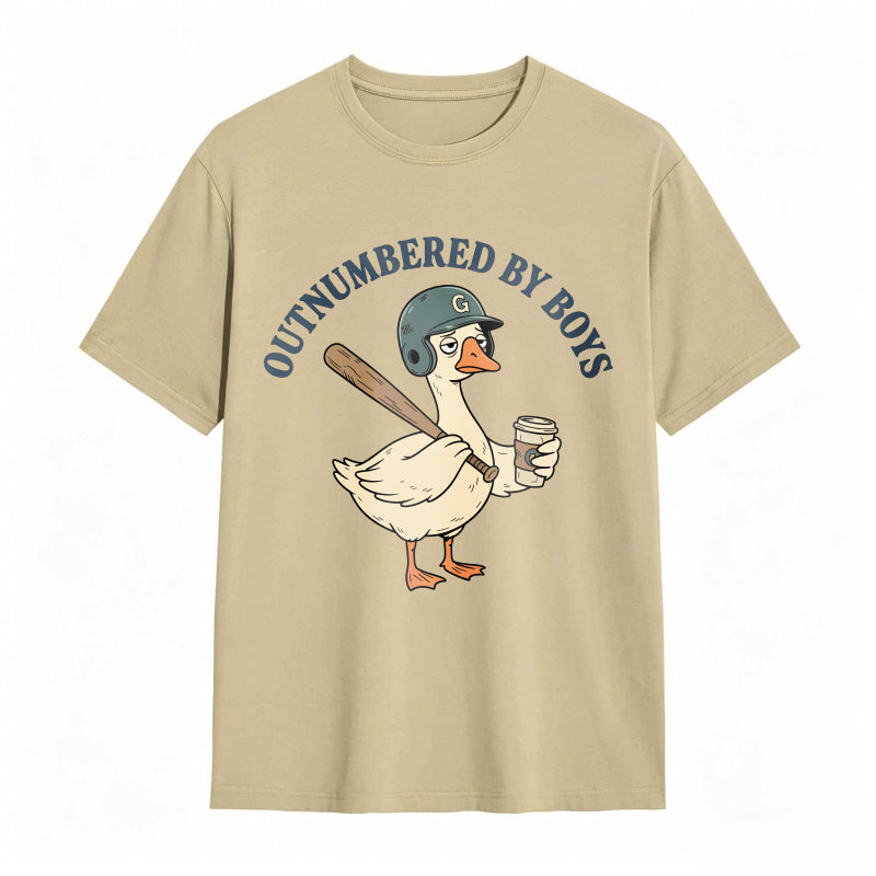 Comfort Colors Outnumbered By Boys Baseball Mom Goose Funny T-shirt