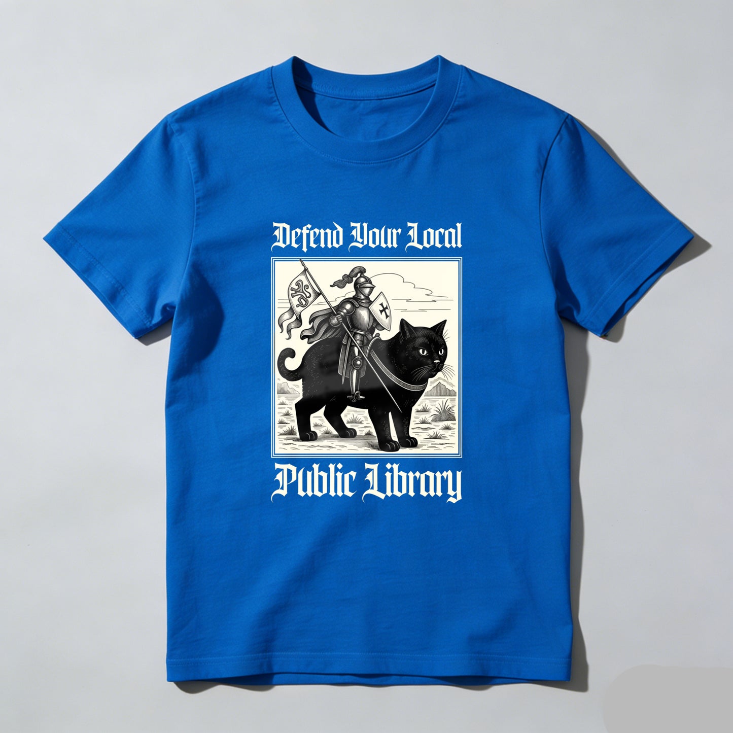 Wardrobecart Defend Your Local Public Library Cat Knight Unisex Classic T-shirt