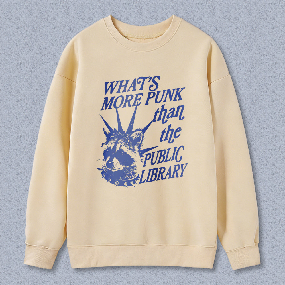 Wardrobecart What's More Punk Than The Public Library Raccoon Graphic Unisex Classic Sweatshirt