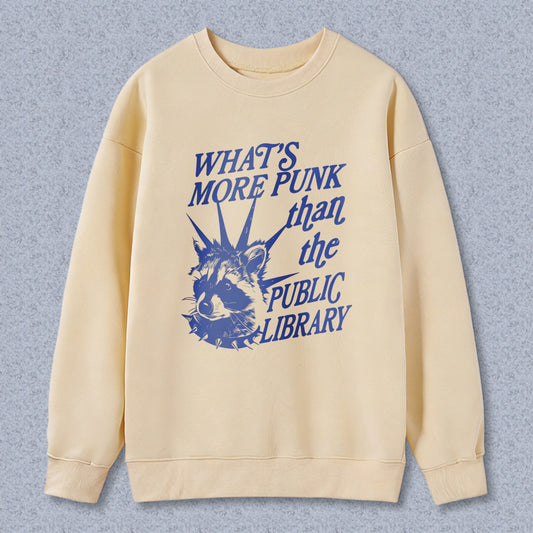 Wardrobecart What's More Punk Than The Public Library Raccoon Graphic Unisex Classic Sweatshirt