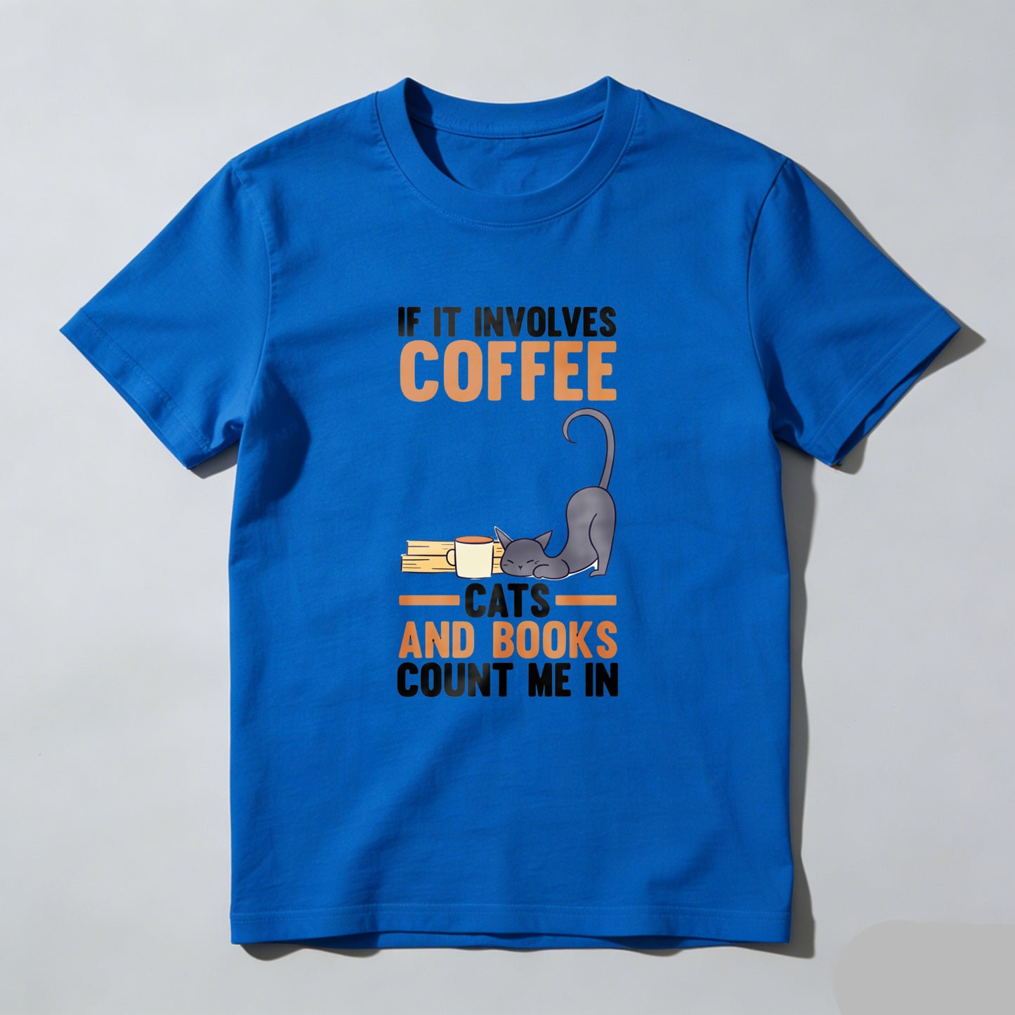 Wardrobecart Coffee And Books Cat Design Unisex Classic T-shirt