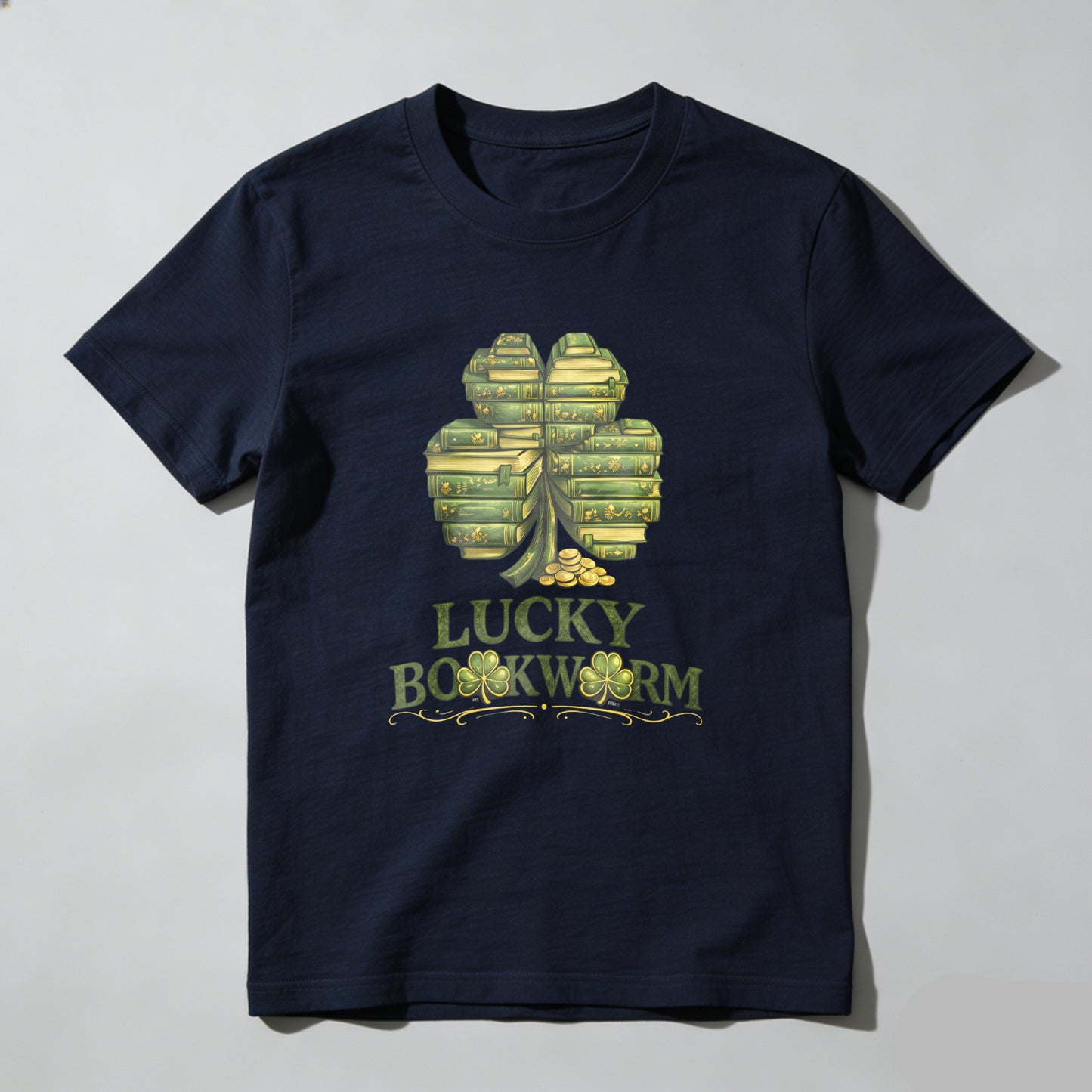 Wardrobecart Lucky Bookworm Shamrock Books Design Unisex Classic T-shirt