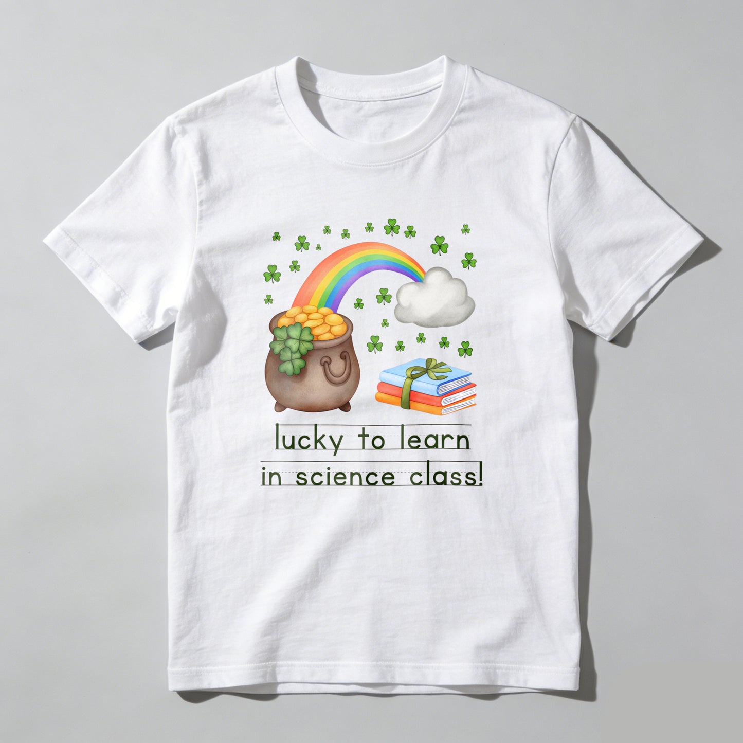 Wardrobecart Pot Of Gold Rainbow Books Clover Cloud Unisex Classic T-shirt