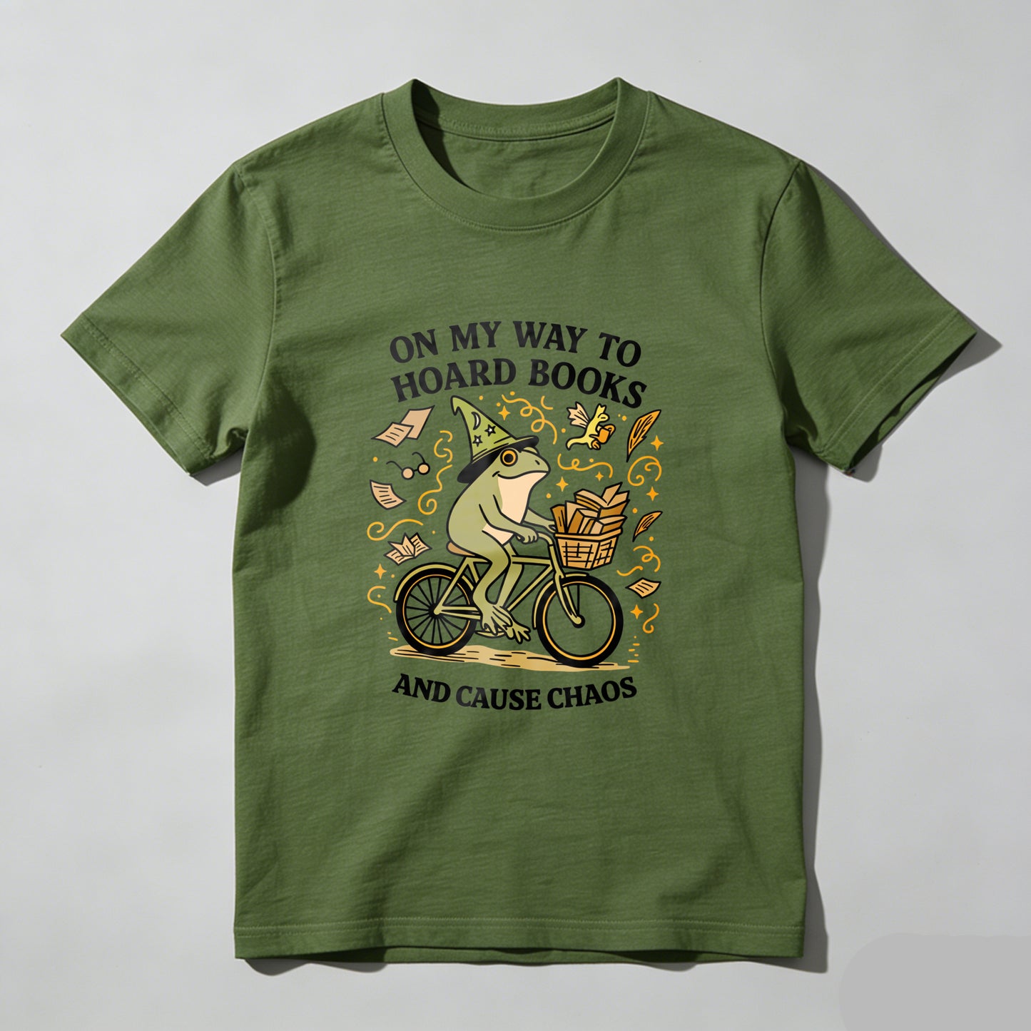 Wardrobecart Frog Riding Bike With Books And Hat Unisex Classic T-shirt