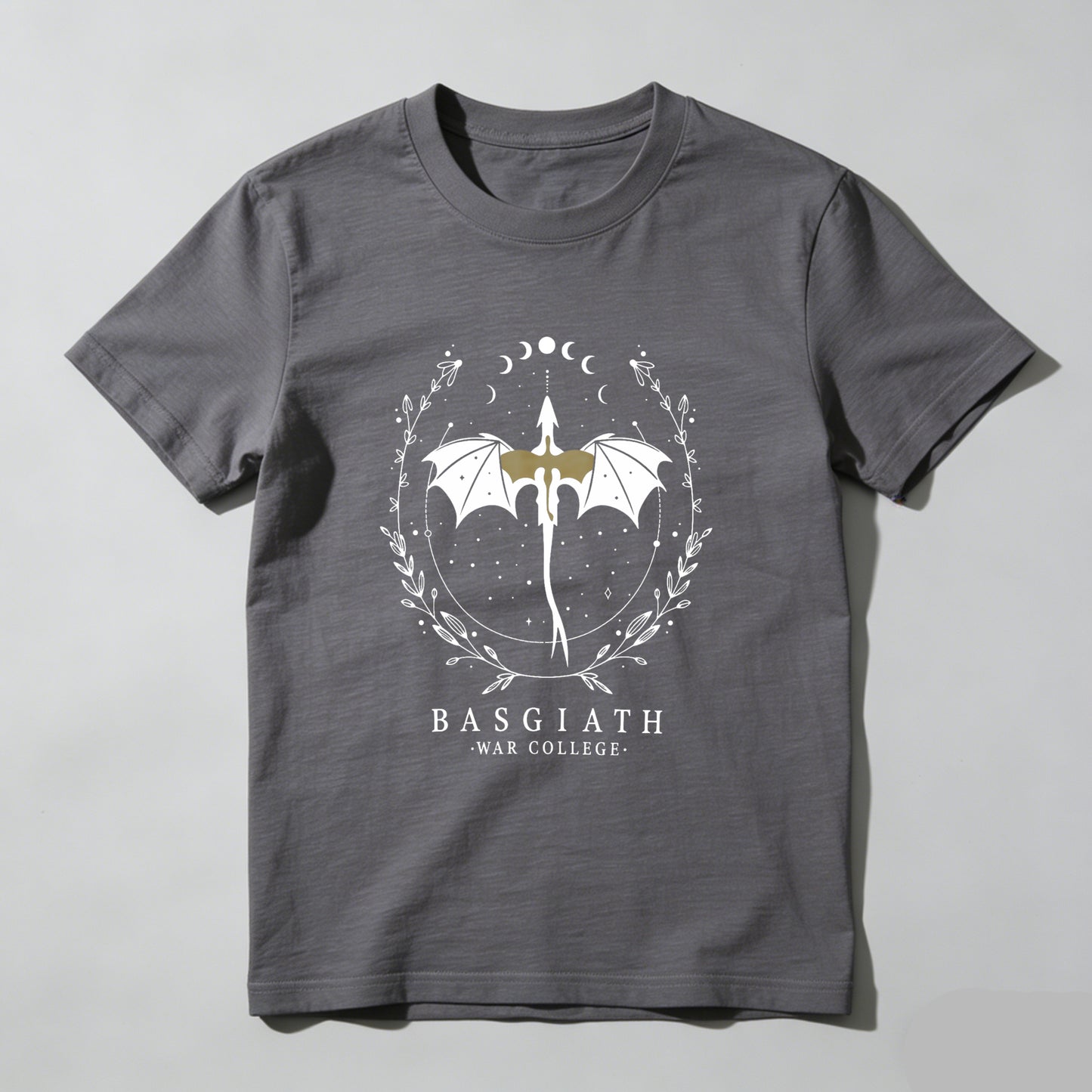 Wardrobecart Dragon Sword Moon Phases Wreath Stars Text Unisex Classic T-shirt