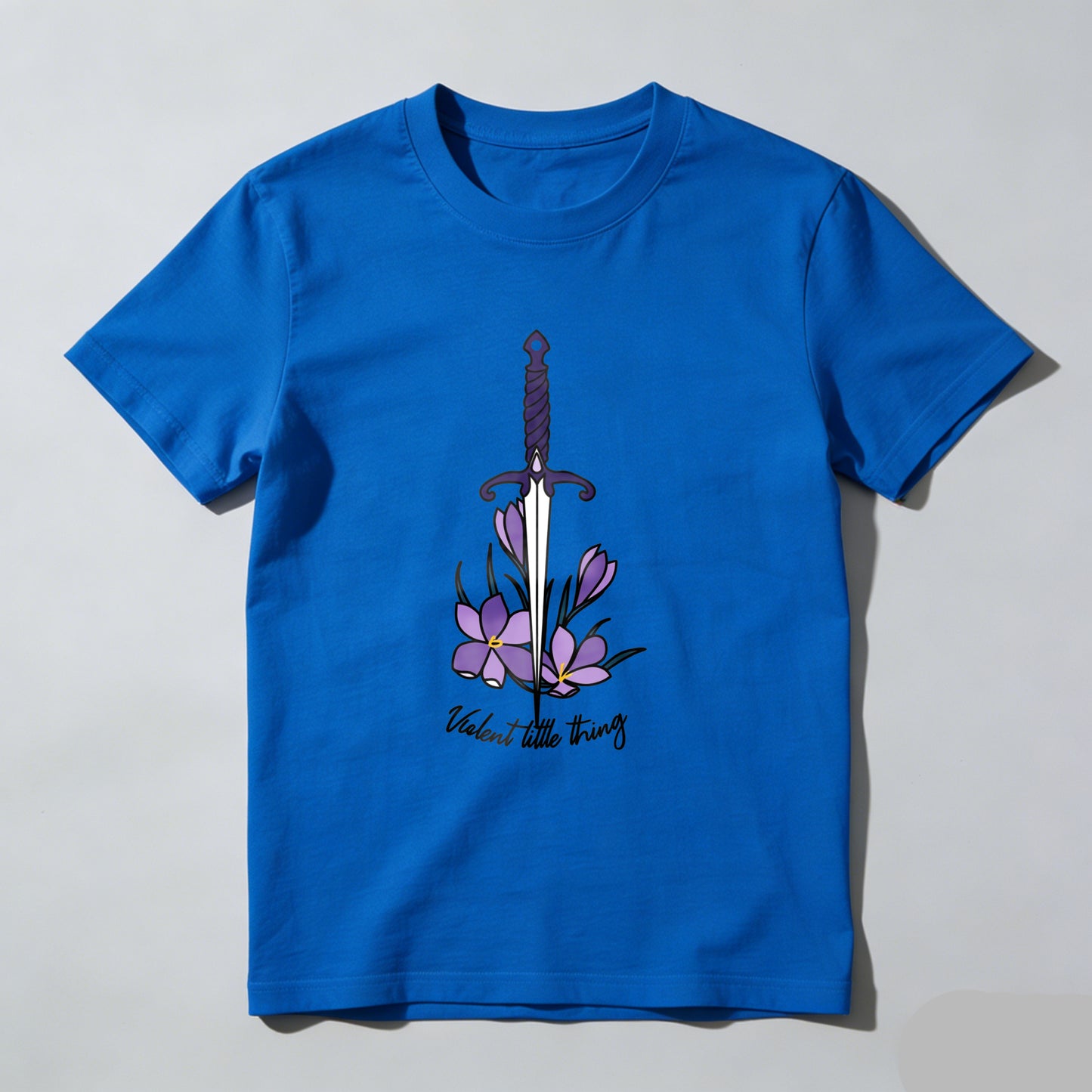 Wardrobecart Sword With Purple Flowers And Text Unisex Classic T-shirt