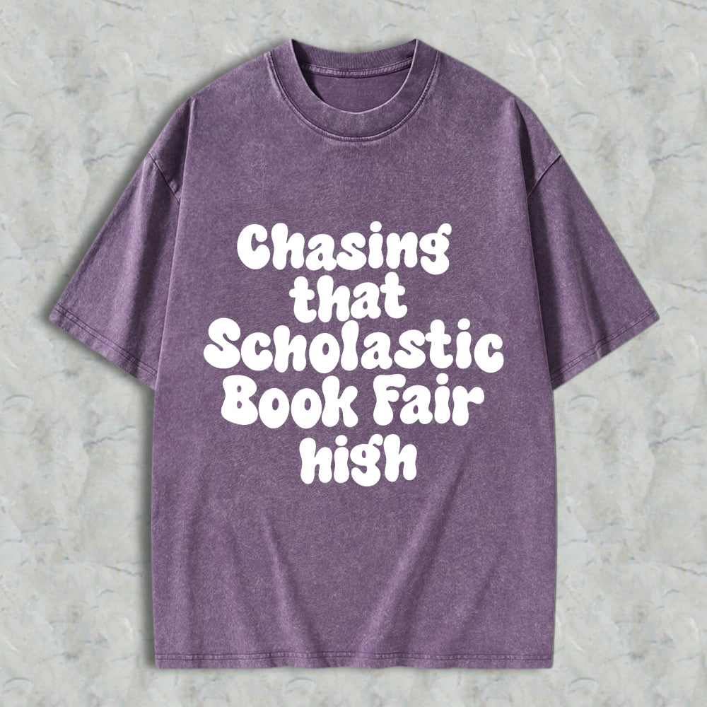 Wardrobecart Chasing That Scholastic Book Fair High Unisex Washed T-shirt