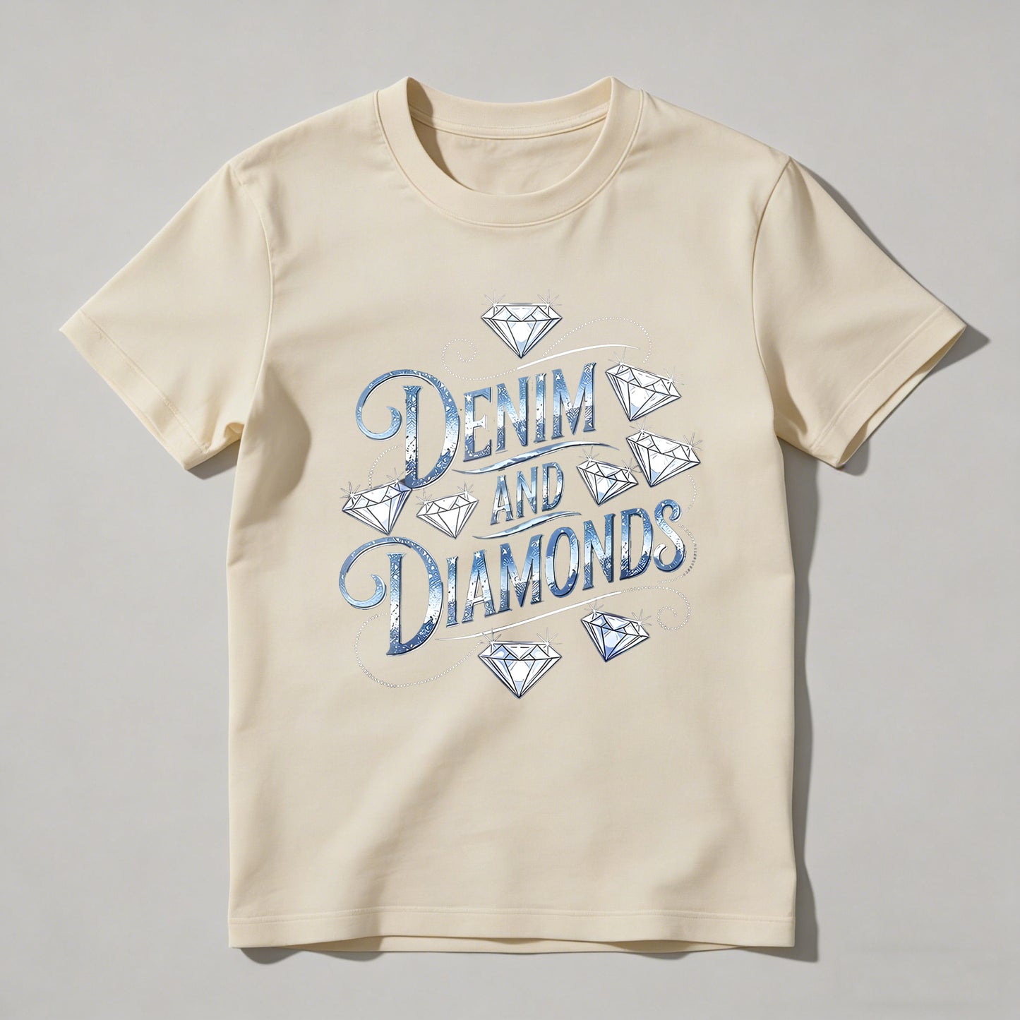 Denim And Diamonds Graphic Design T-shirt