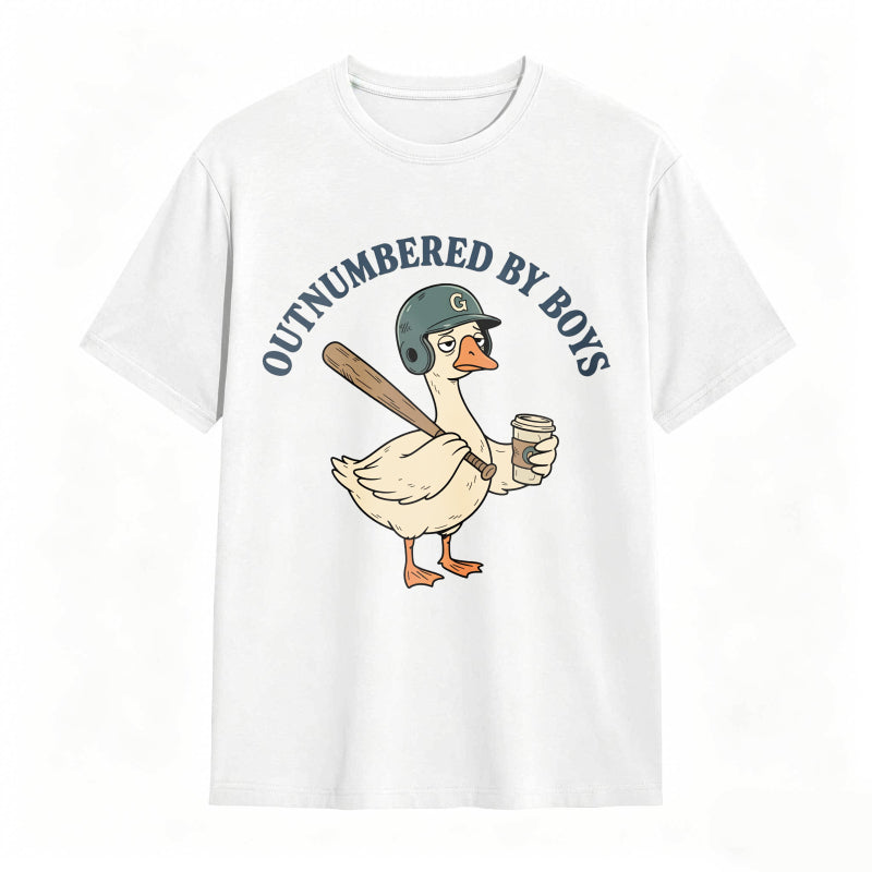 Comfort Colors Outnumbered By Boys Baseball Mom Goose Funny T-shirt