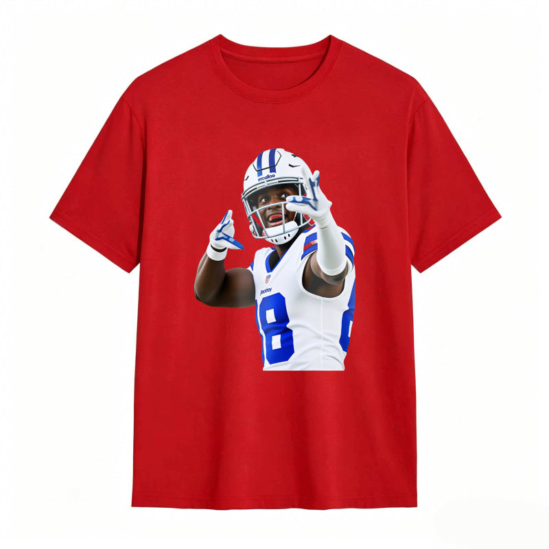 Football Player In Blue And White Uniform Making Peace Sign Unisex Classic T-shirt