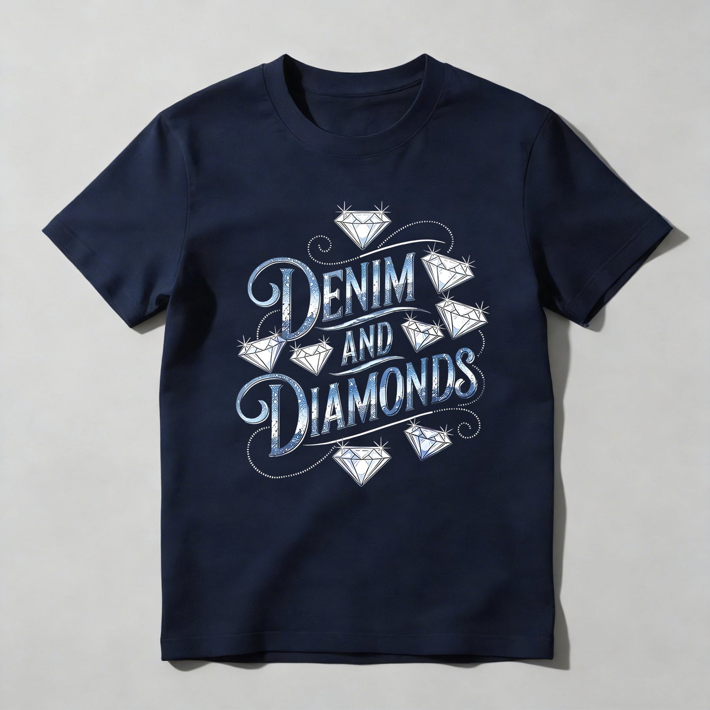 Denim And Diamonds Graphic Design T-shirt