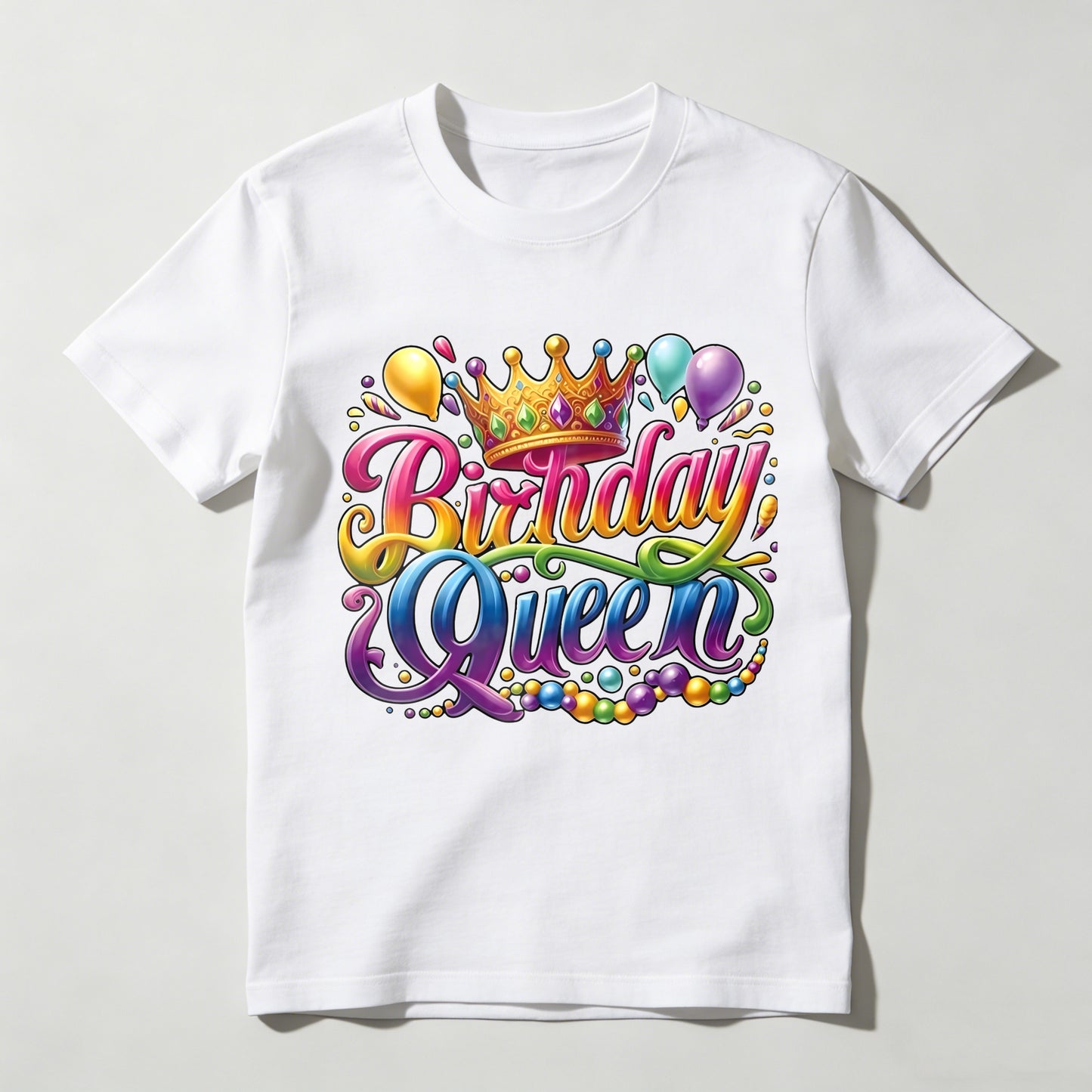 Birthday Queen Crown Balloons And Gems T-shirt