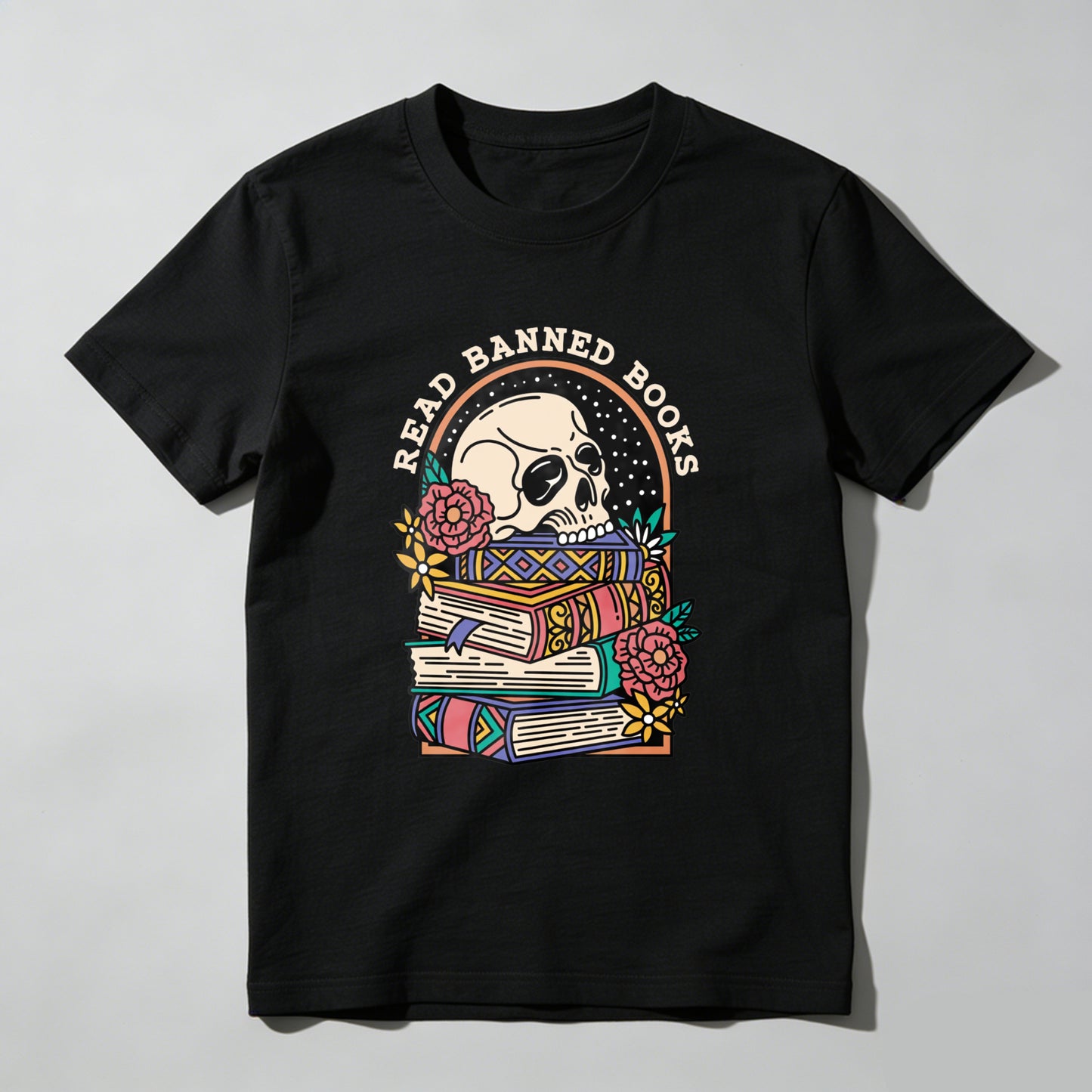 Wardrobecart Read Banned Books Skull And Books Unisex Classic T-shirt