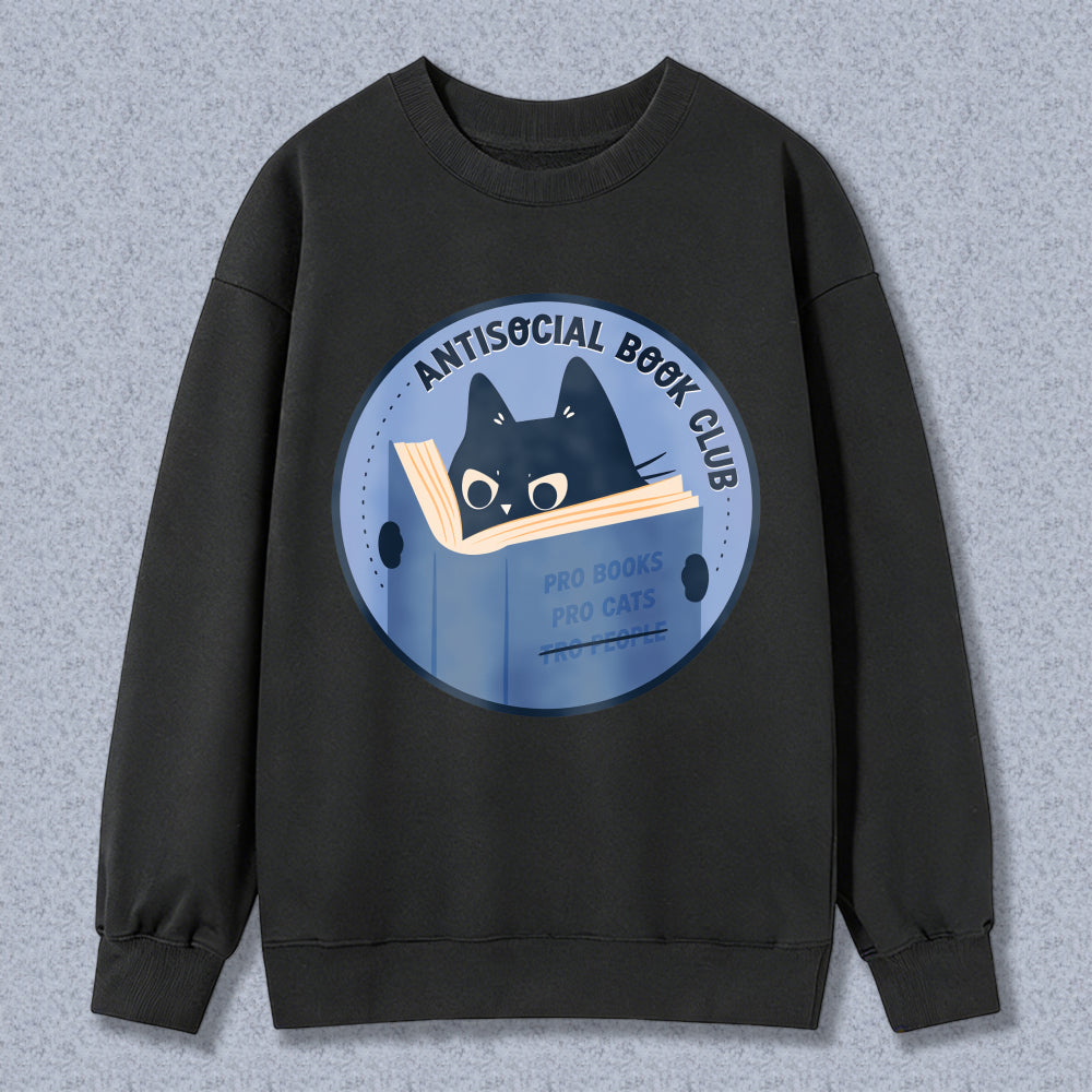 Wardrobecart Antisocial Book Club Cat Reading Book Pro Books Pro Cats Unisex Classic Sweatshirt