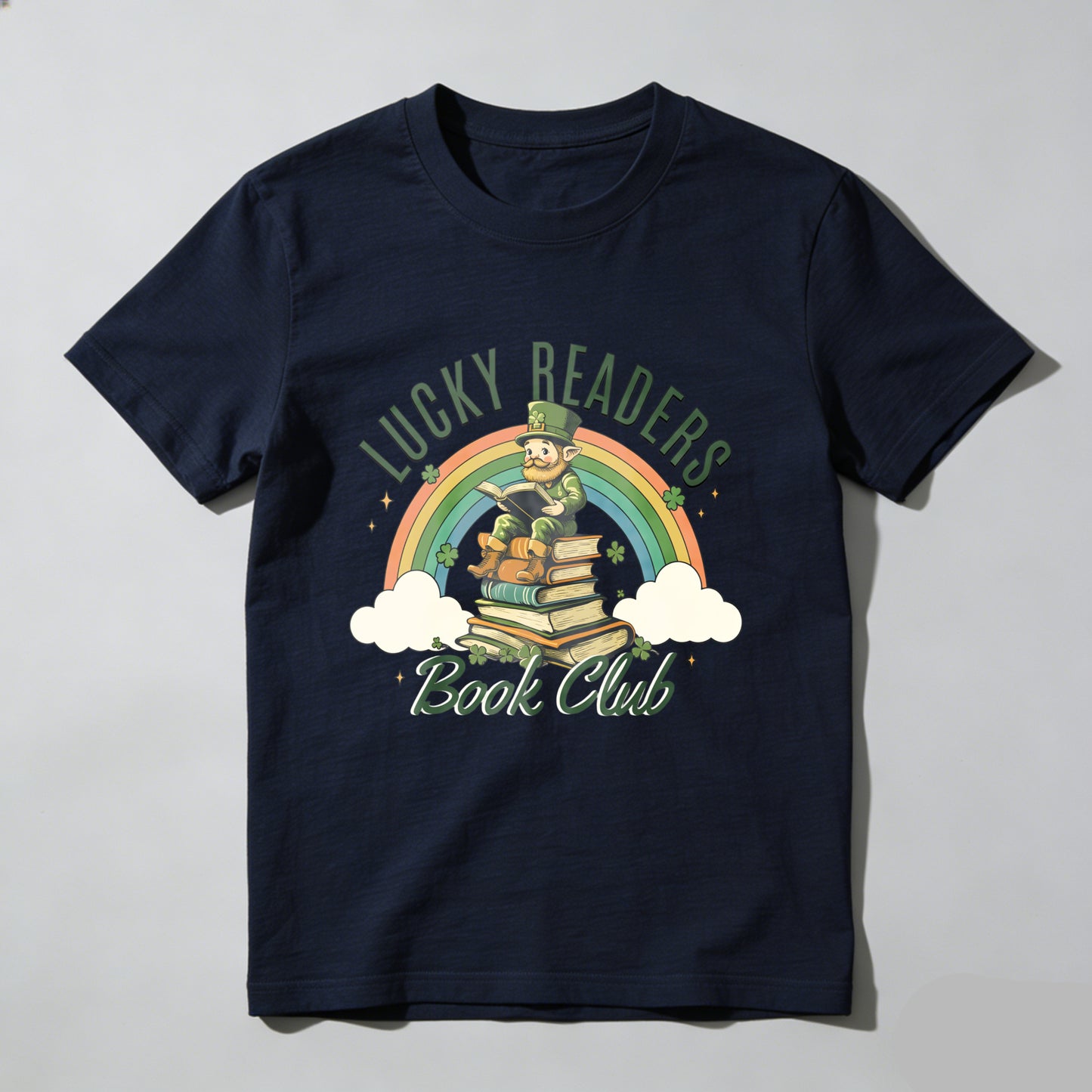 Wardrobecart Lucky Readers Book Club Rainbow Leprechaun Books Unisex Classic T-shirt