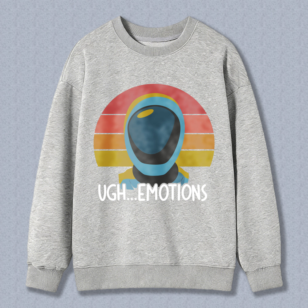 Wardrobecart Retro Astronaut With Sunset Background And Text Ugh Emotions Unisex Classic Sweatshirt