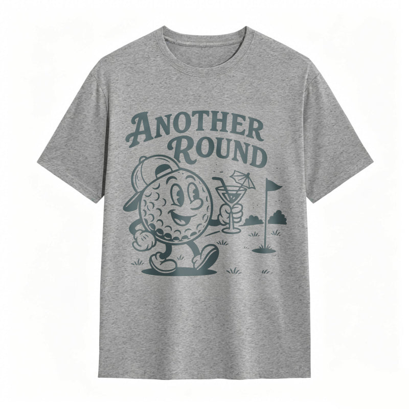 Golf Ball Character Holding Cocktail And Flag On Golf Course Another Round Text Unisex Classic T-shirt