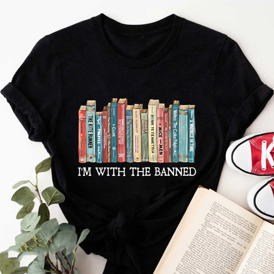 Wardrobecart I'm With The Banned Book Spine Design Unisex Classic T-shirt