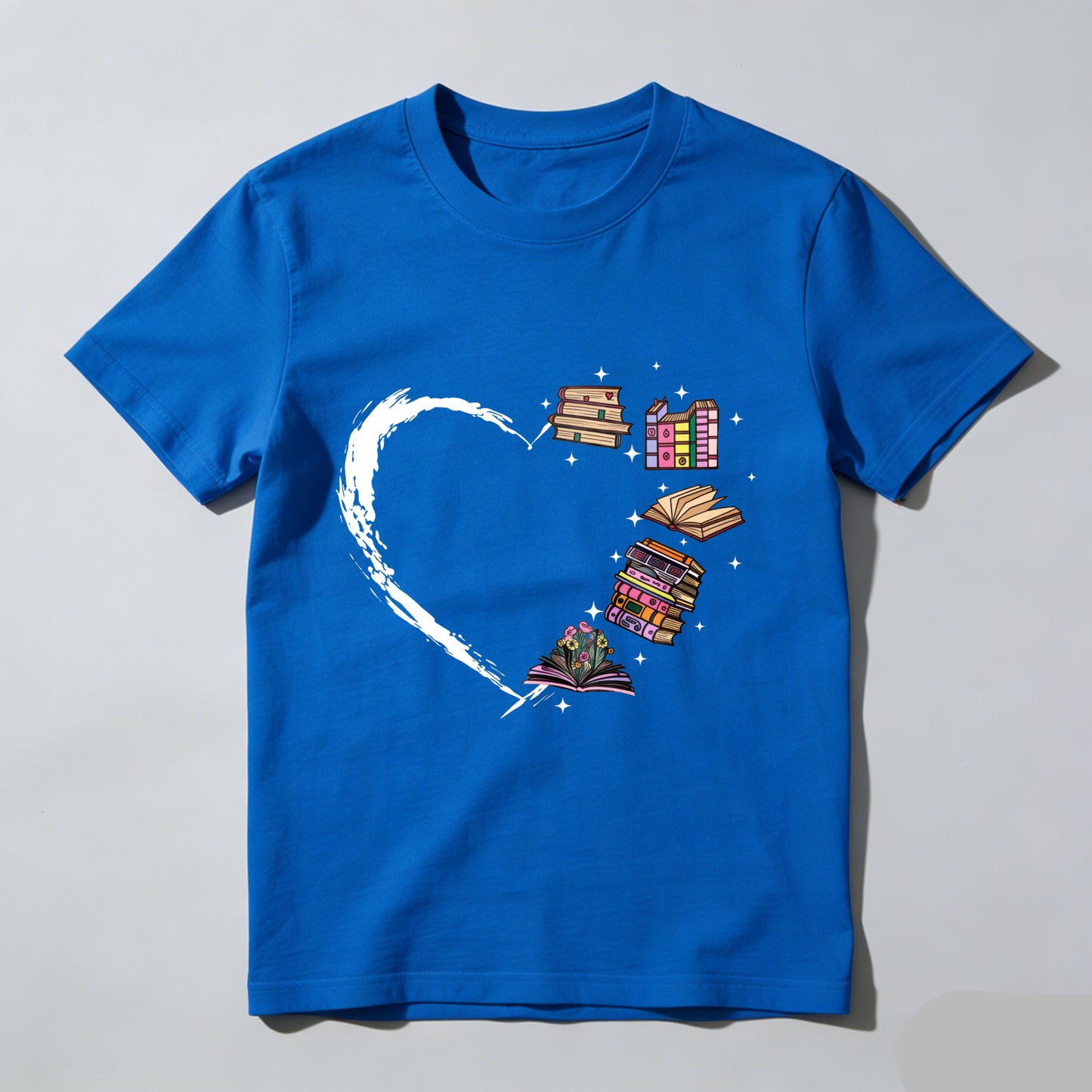 Wardrobecart Heart Books Stack Flowers Stars Unisex Classic T-shirt