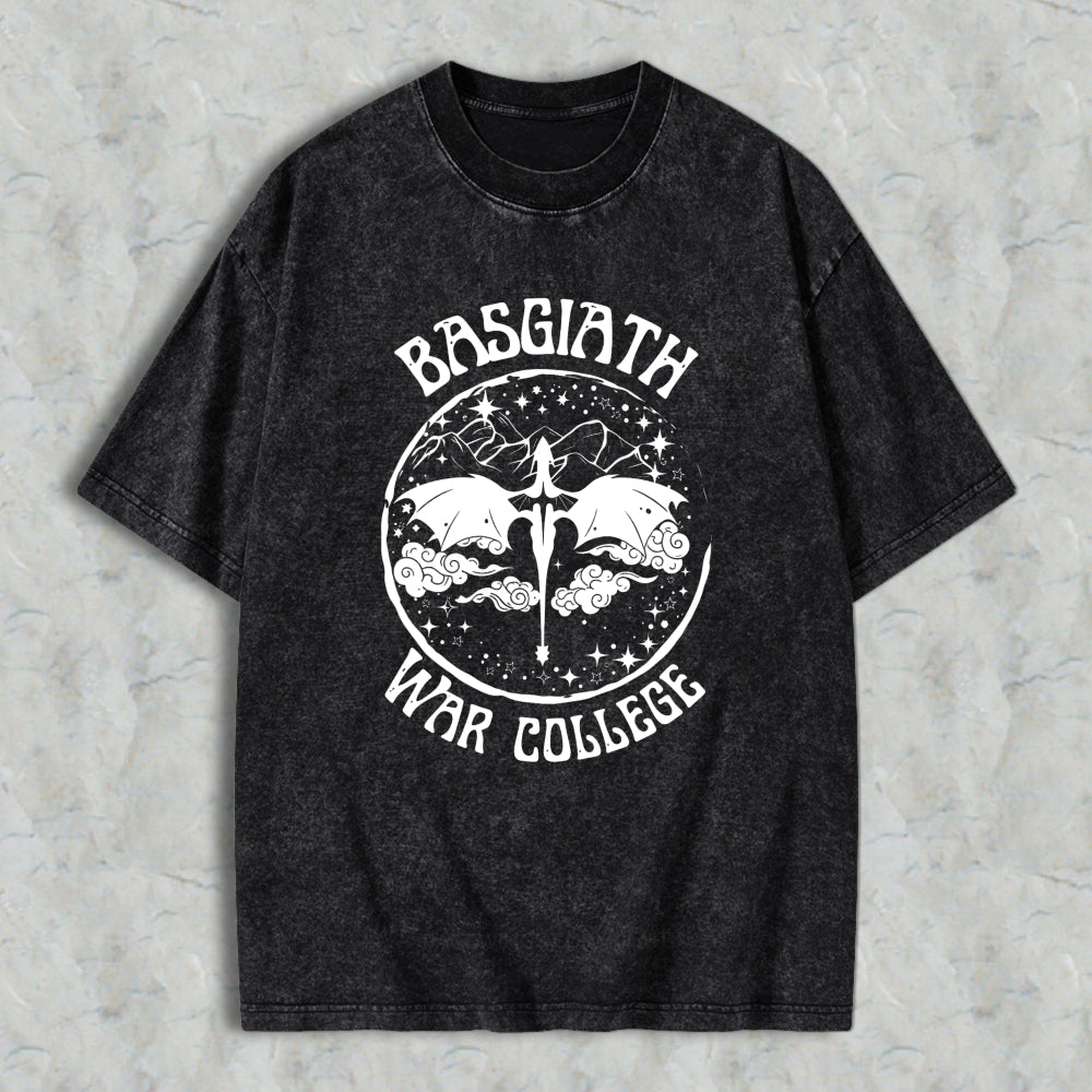 Wardrobecart Basgiath War College Dragon And Sword Emblem Unisex Washed T-shirt