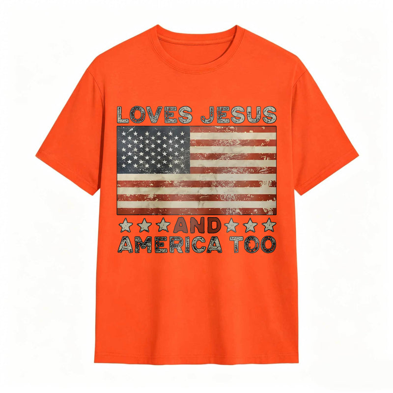 American Flag Print Graphic Tee