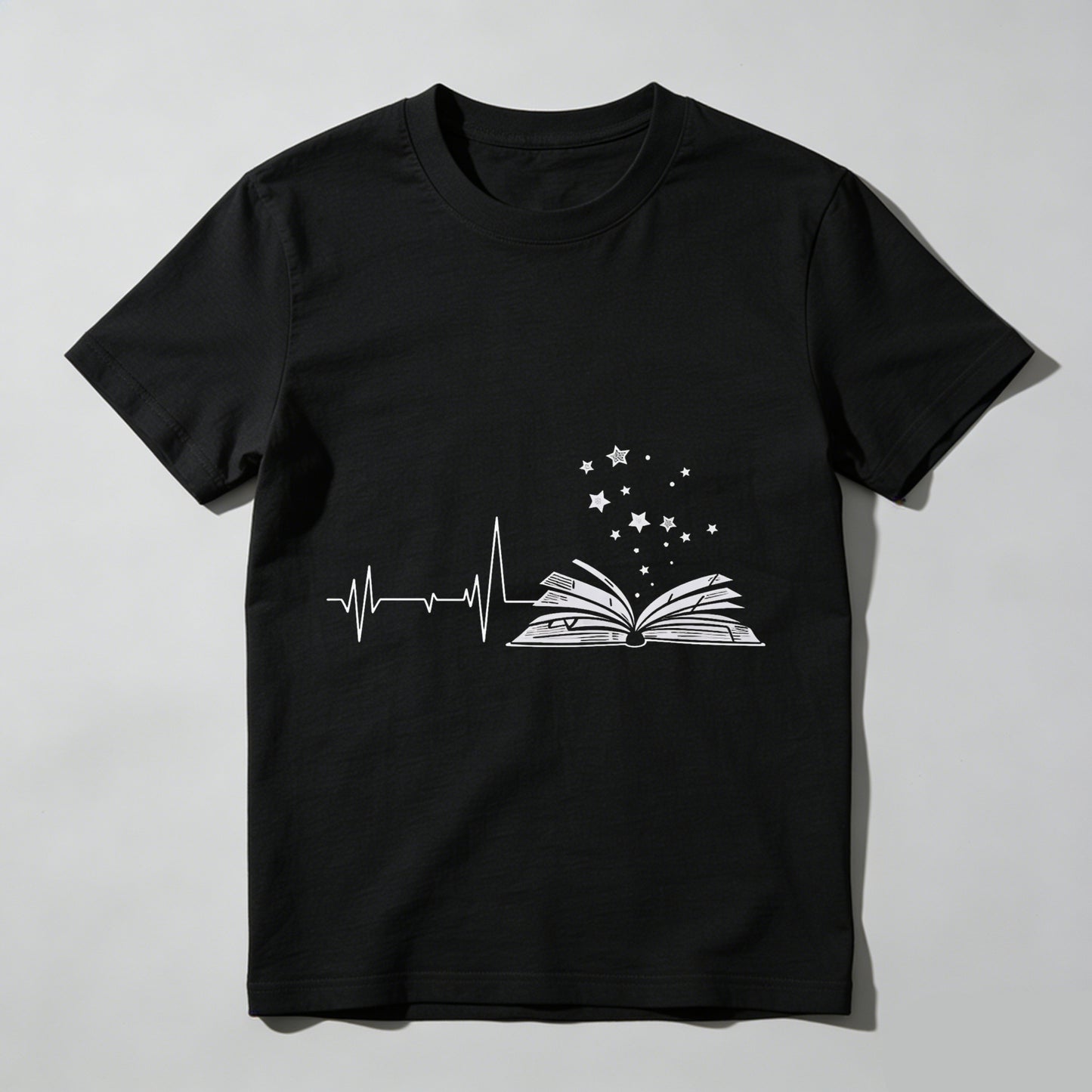 Wardrobecart Heartbeat Book Stars Pattern Print Unisex Classic T-shirt