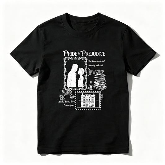 Wardrobecart Pride Prejudice Couple Books Mansion Quote Unisex Classic T-shirt