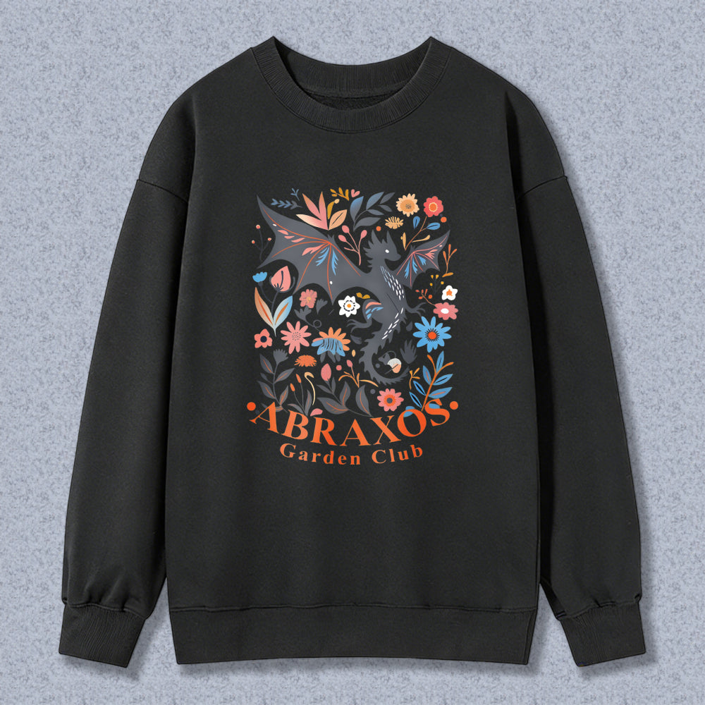 Wardrobecart Dragon And Floral Design Abraxos Garden Club Unisex Classic Sweatshirt