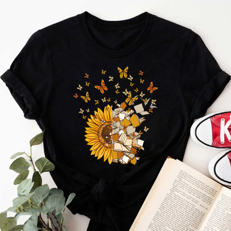 Wardrobecart Sunflower Books Butterflies Reading Nature Art Design Unisex Classic T-shirt