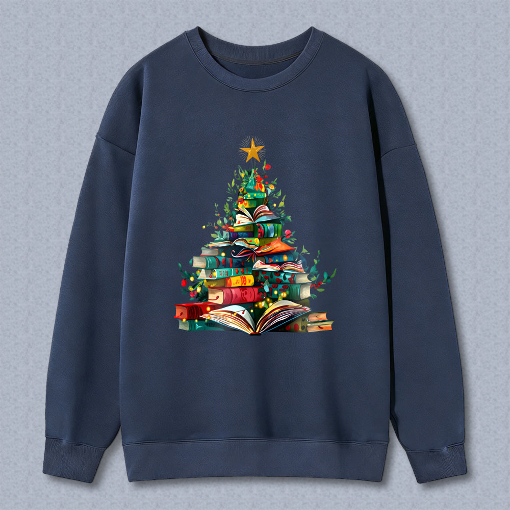 Wardrobecart Christmas Tree Made Of Books Unisex Classic Sweatshirt