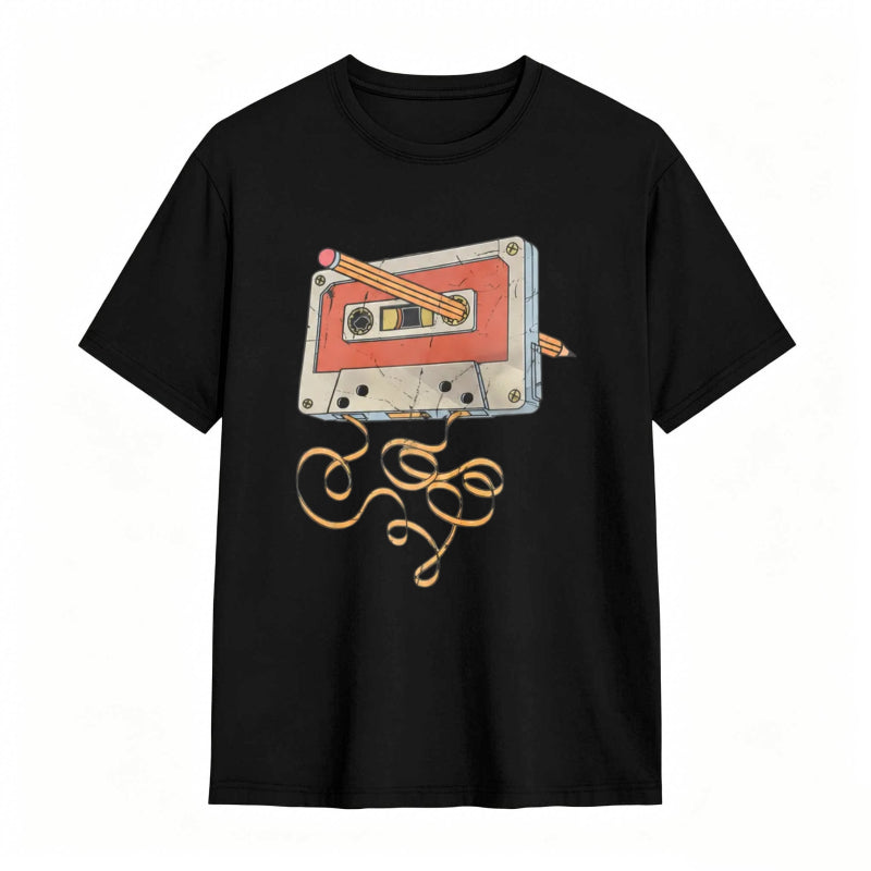 Vintage Cassette Tape Repair Print Funny Graphic T-Shirt