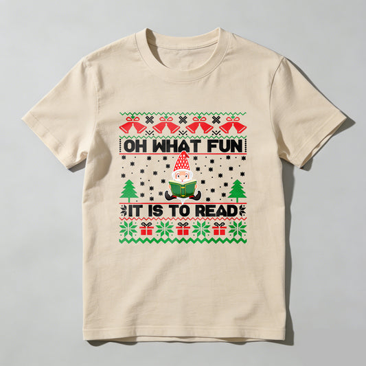 Wardrobecart Elf Reading Book Christmas Pattern Unisex Classic T-shirt