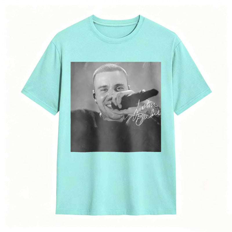 Justin Bieber Singing With Microphone Signature tshirt 100% cotton