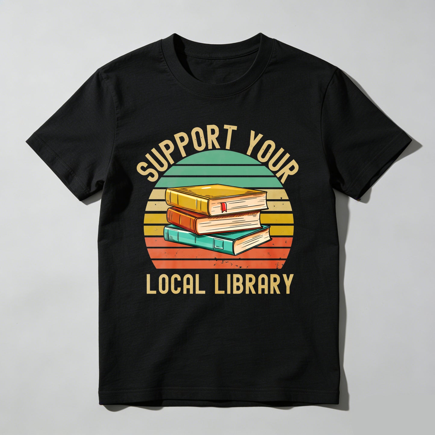 Wardrobecart Support Your Local Library Books Stack Sunset Unisex Classic T-shirt