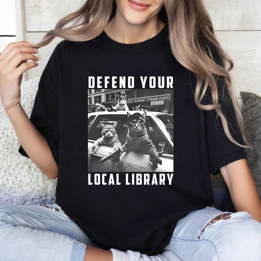 Wardrobecart Defend Your Local Library Cats With Guns Unisex Classic T-shirt