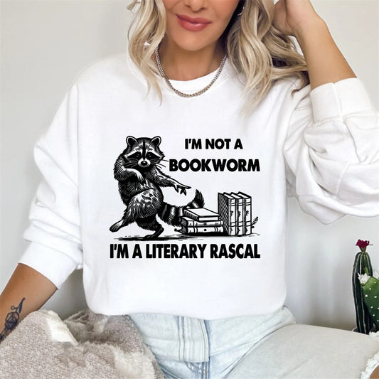 Wardrobecart Raccoon Reading Books I'M Not A Bookworm I'M A Literary Rascal Unisex Classic Sweatshirt