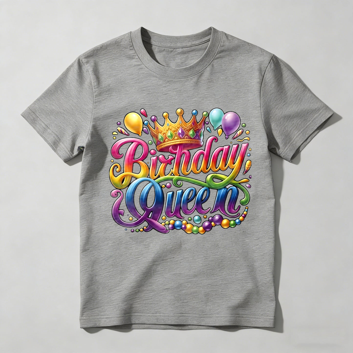 Birthday Queen Crown Balloons And Gems T-shirt