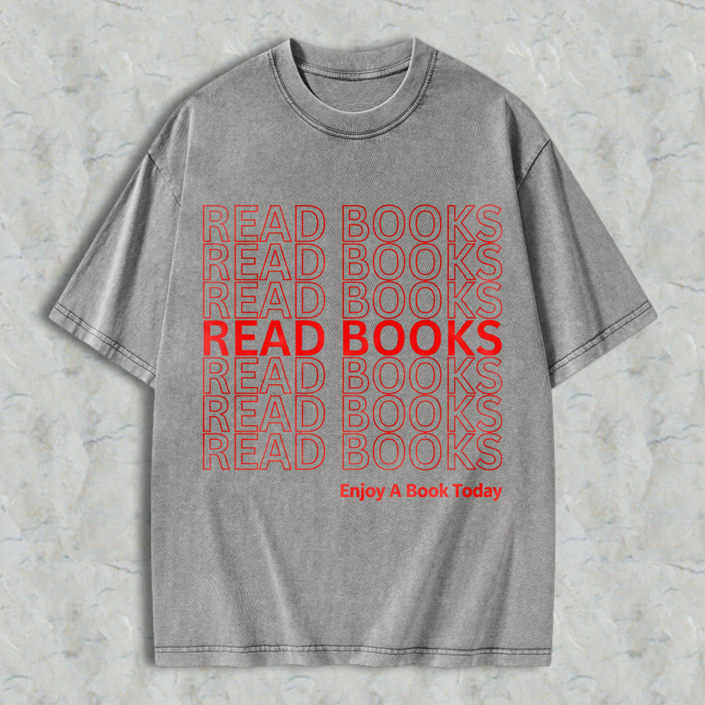 Wardrobecart Read Books Pattern Unisex Washed T-shirt