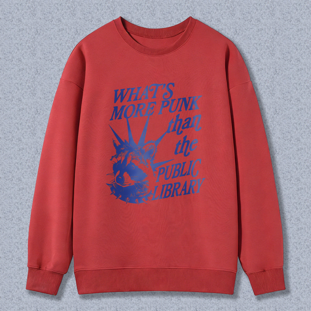 Wardrobecart What's More Punk Than The Public Library Raccoon Graphic Unisex Classic Sweatshirt