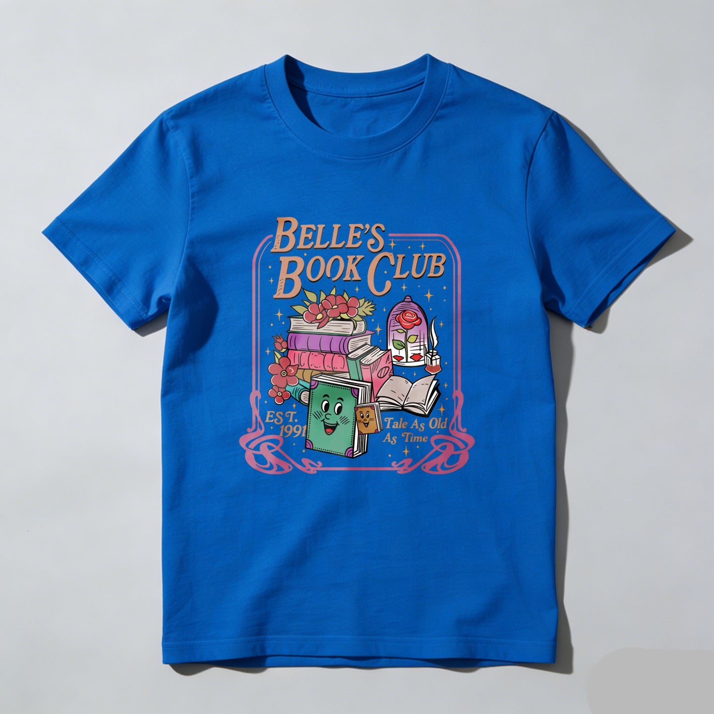 Wardrobecart Belle's Book Club With Books And Teapot Unisex Classic T-shirt