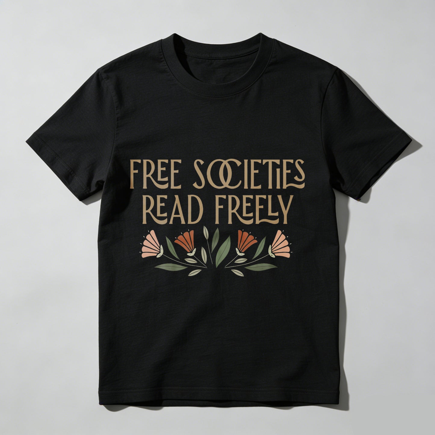 Wardrobecart Free Societies Read Freely Floral Design Unisex Classic T-shirt