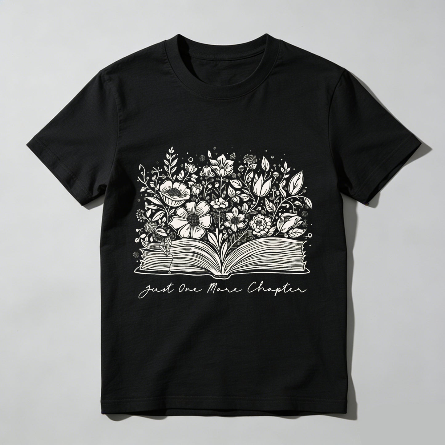 Wardrobecart Open Book With Flowers And Text Unisex Classic T-shirt