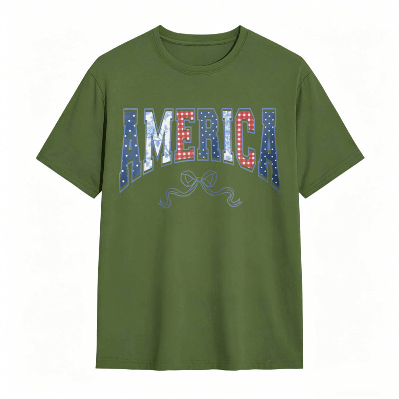 America Patriotic Stars And Stripes Design T-shirt
