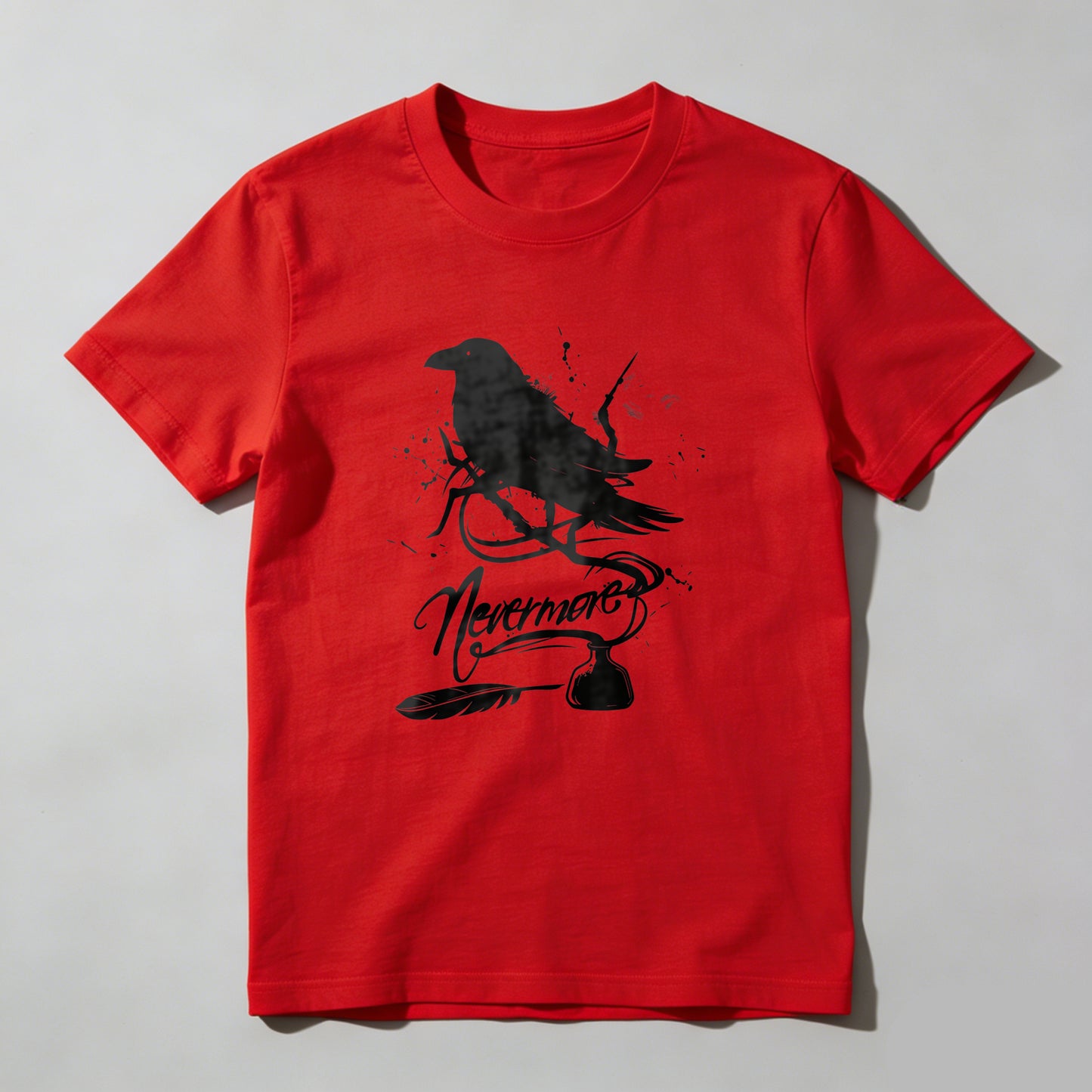Wardrobecart White Raven Perched On Branch With Nevermore Text Unisex Classic T-shirt