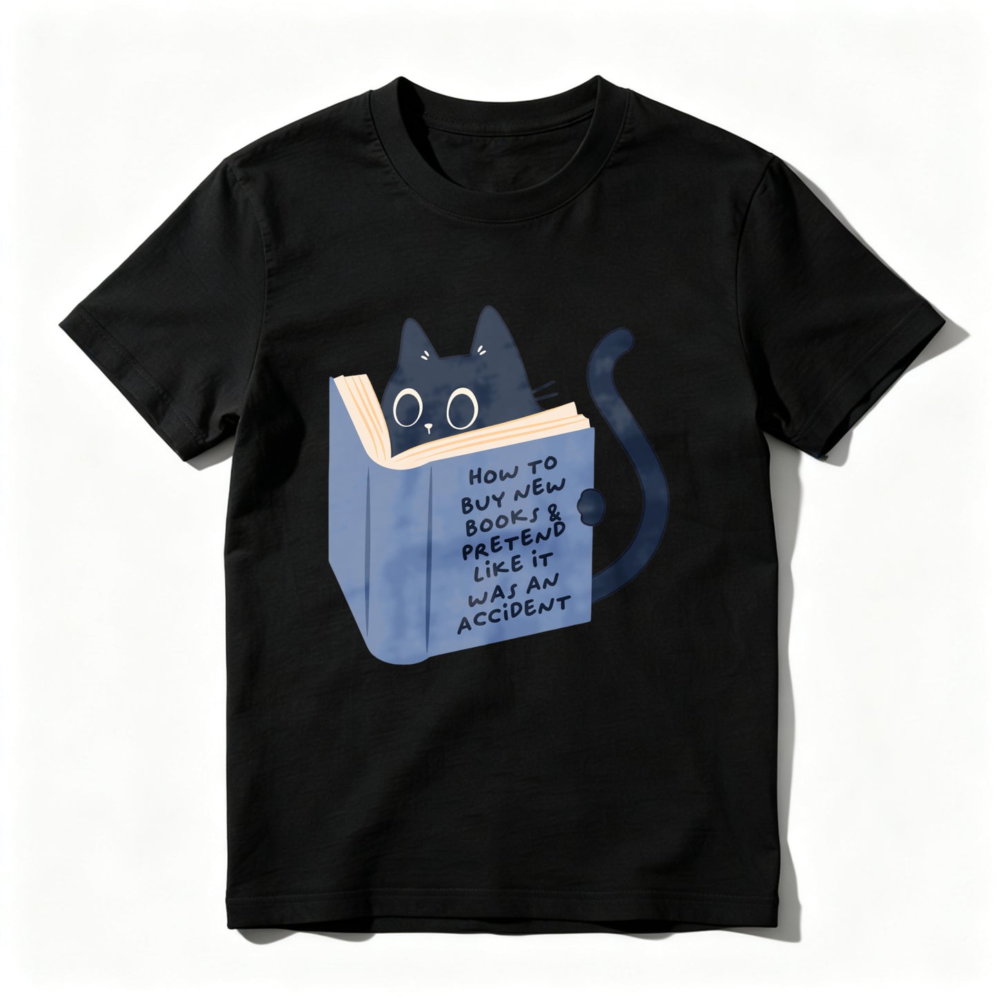 Wardrobecart Cat Reading Book With Text On Cover Unisex Classic T-shirt