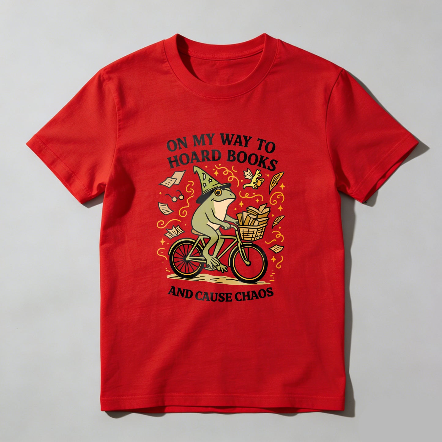 Wardrobecart Frog Riding Bike With Books And Hat Unisex Classic T-shirt