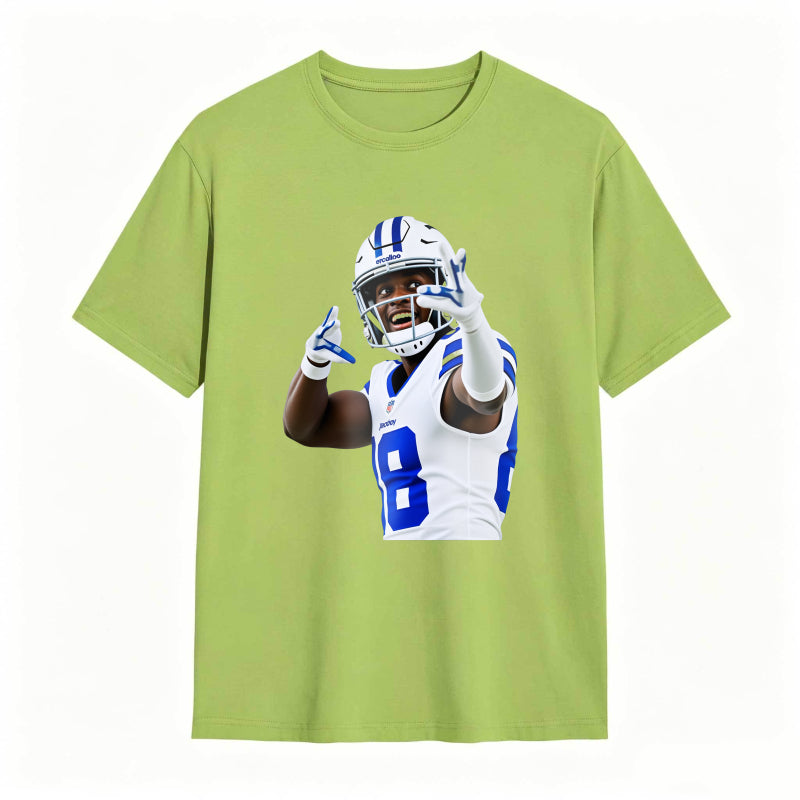 Football Player In Blue And White Uniform Making Peace Sign Unisex Classic T-shirt