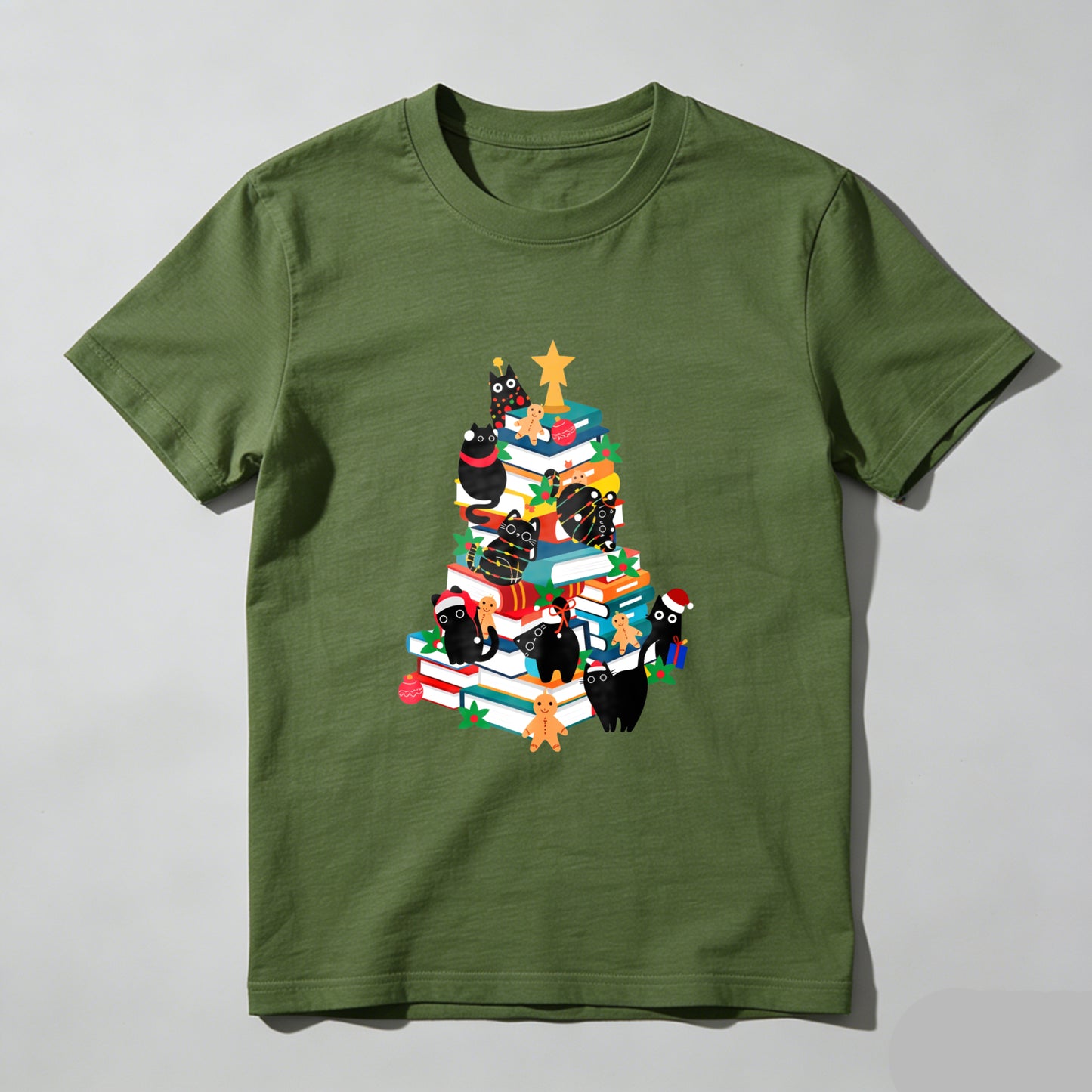 Wardrobecart Christmas Tree Books Cats Stars Gifts Unisex Classic T-shirt